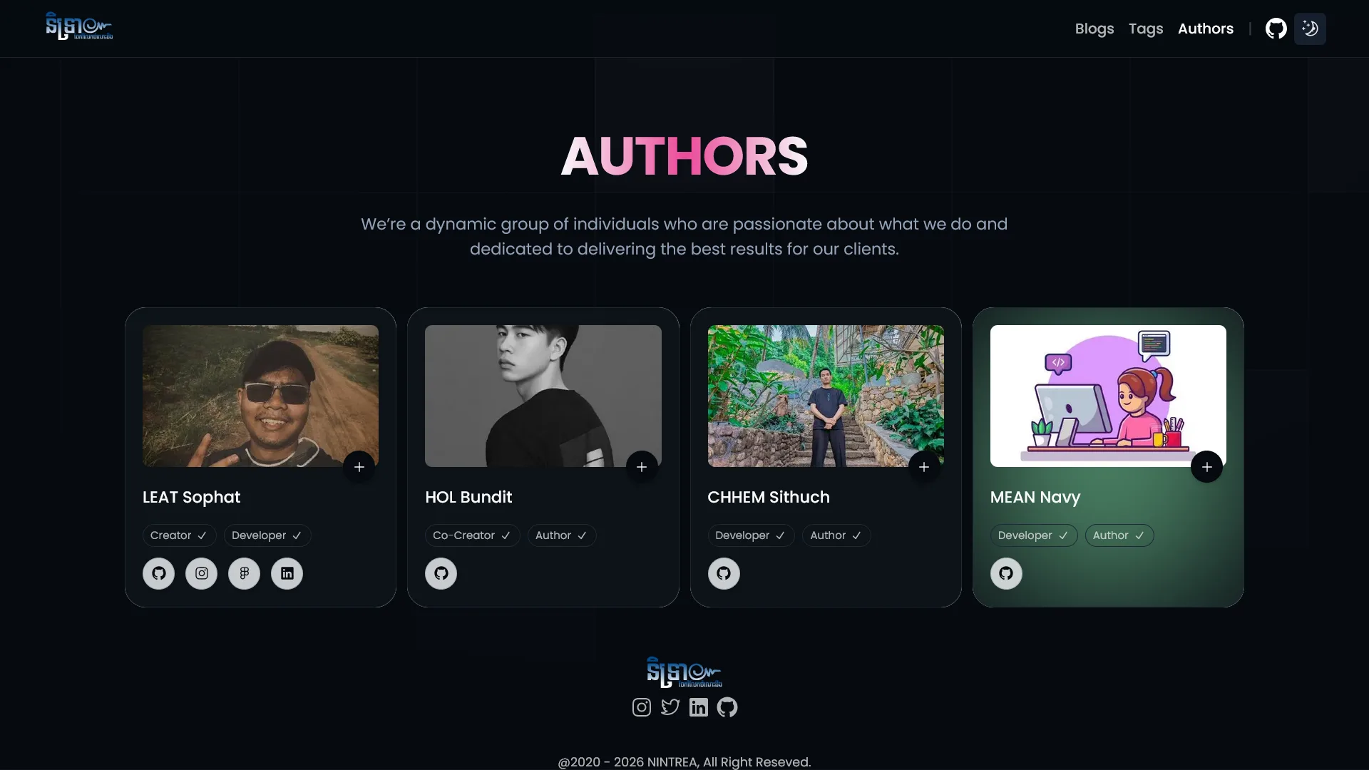 Authors page dark mode