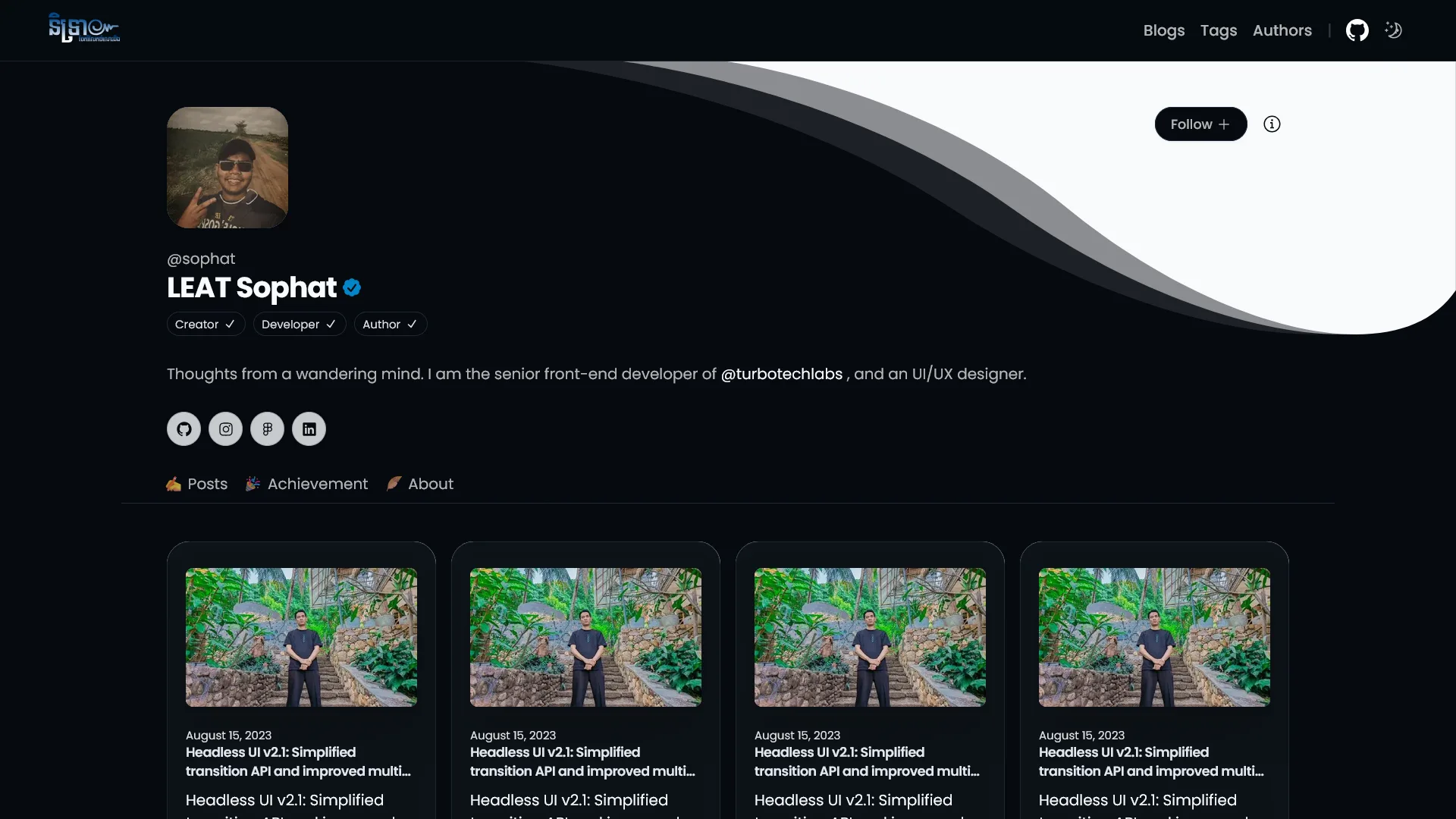 Author profile dark mode