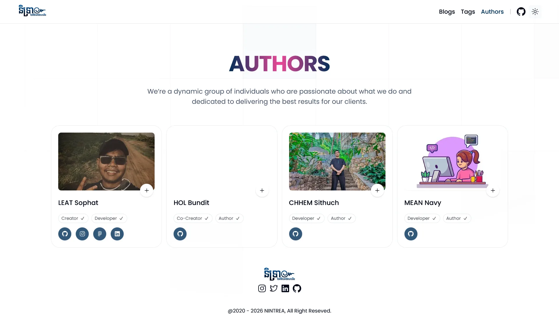 Authors page light mode