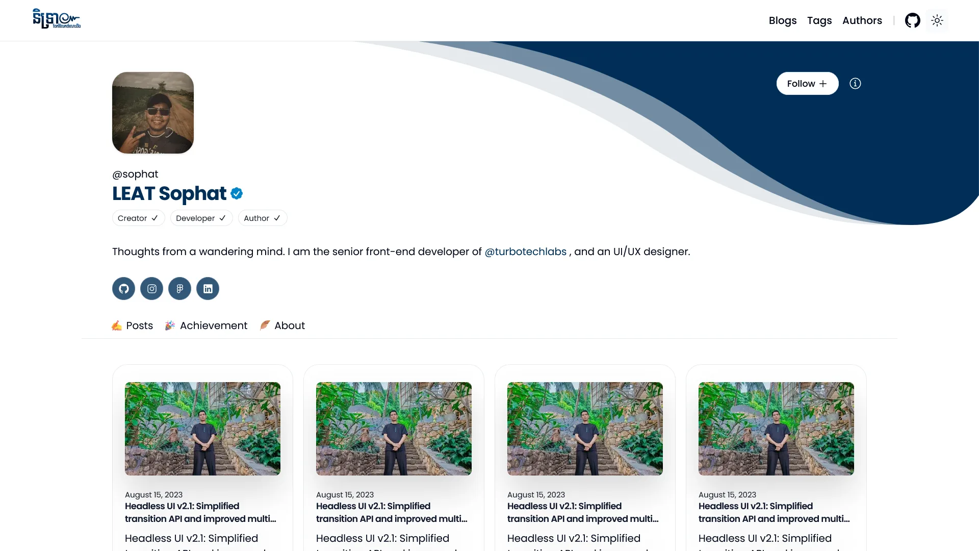 Author profile light mode