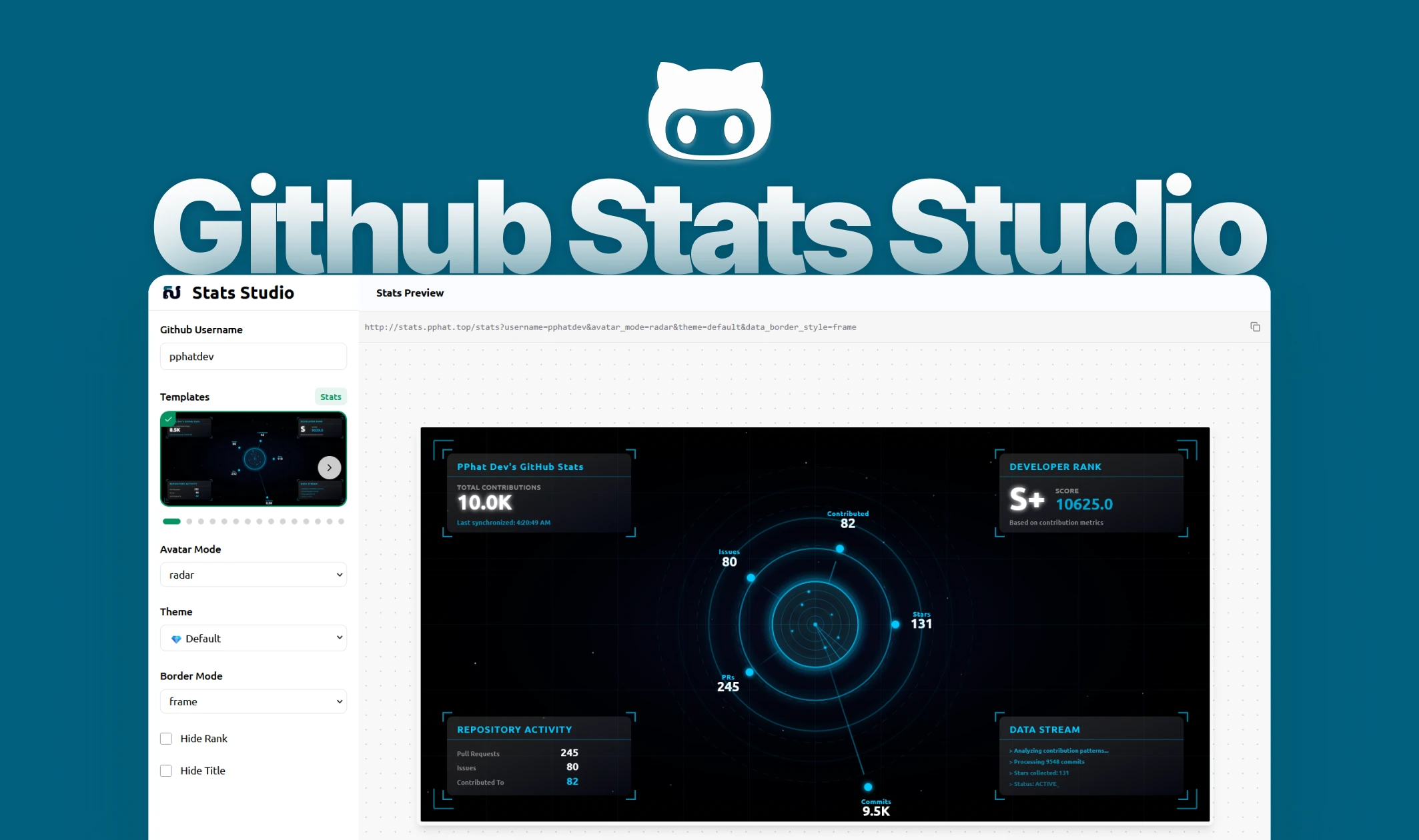 GitHub Stats Studio